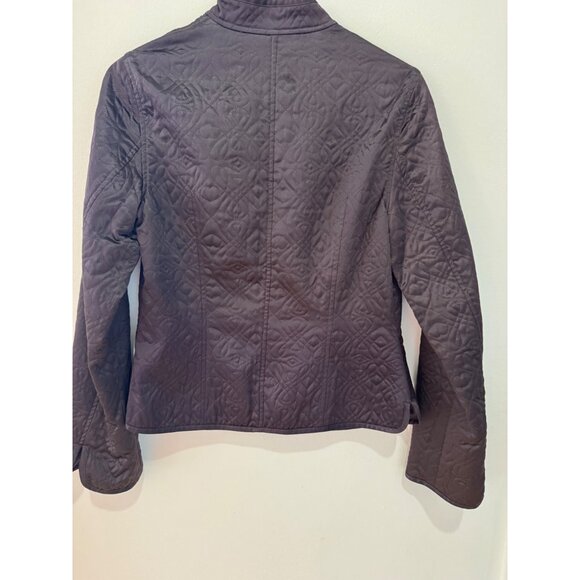 Banana Republic Womens Quilted Silk Jacket M Medium Black Open Front Pockets - Picture 2 of 7